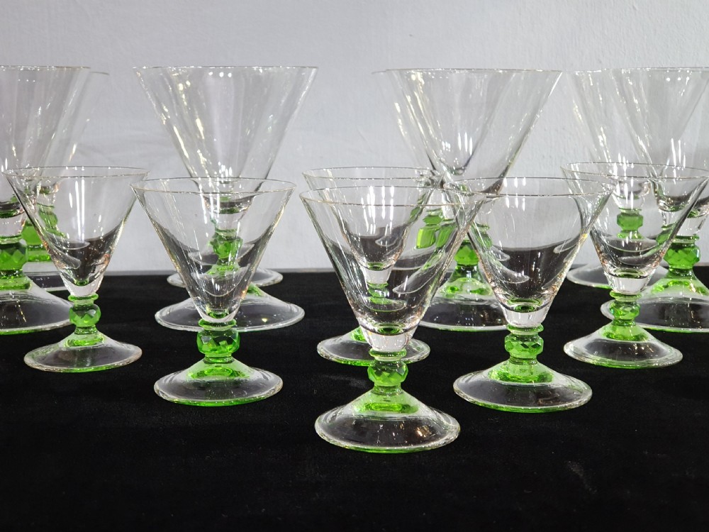Art Deco Martini & Aperitif Drinking Glasses Set c.1930 View II