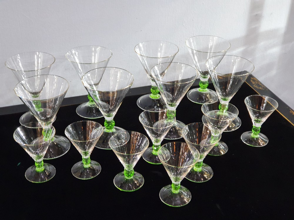 Art Deco Martini & Aperitif Drinking Glasses Set c.1930 View IV