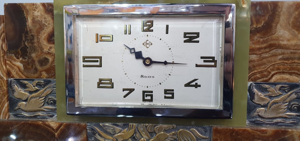 DEP French Art Deco 8-Day Mantle Clock c.1930 View II
