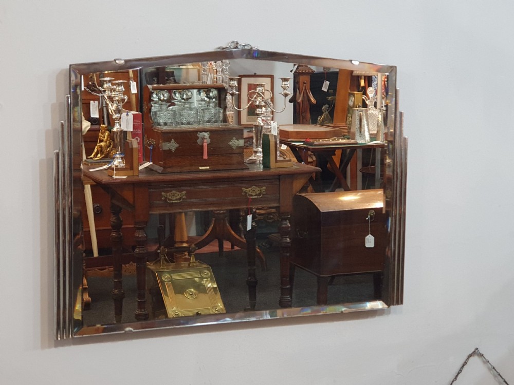 Art Deco Chrome Mirror with Odeon Style Side Panels c1930 View III