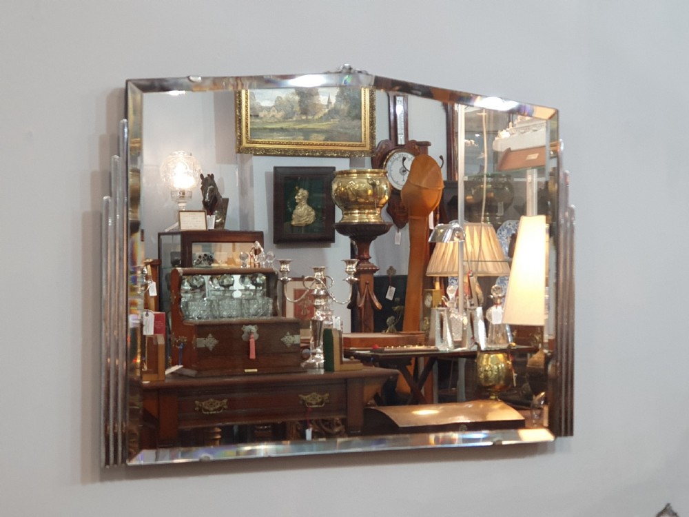 Art Deco Chrome Mirror with Odeon Style Side Panels c1930 View IV