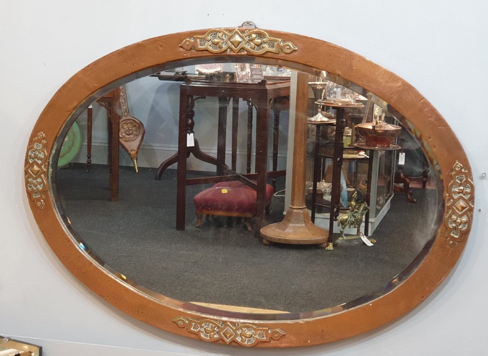 Arts & Crafts Oval Copper Mirror c1910 View II