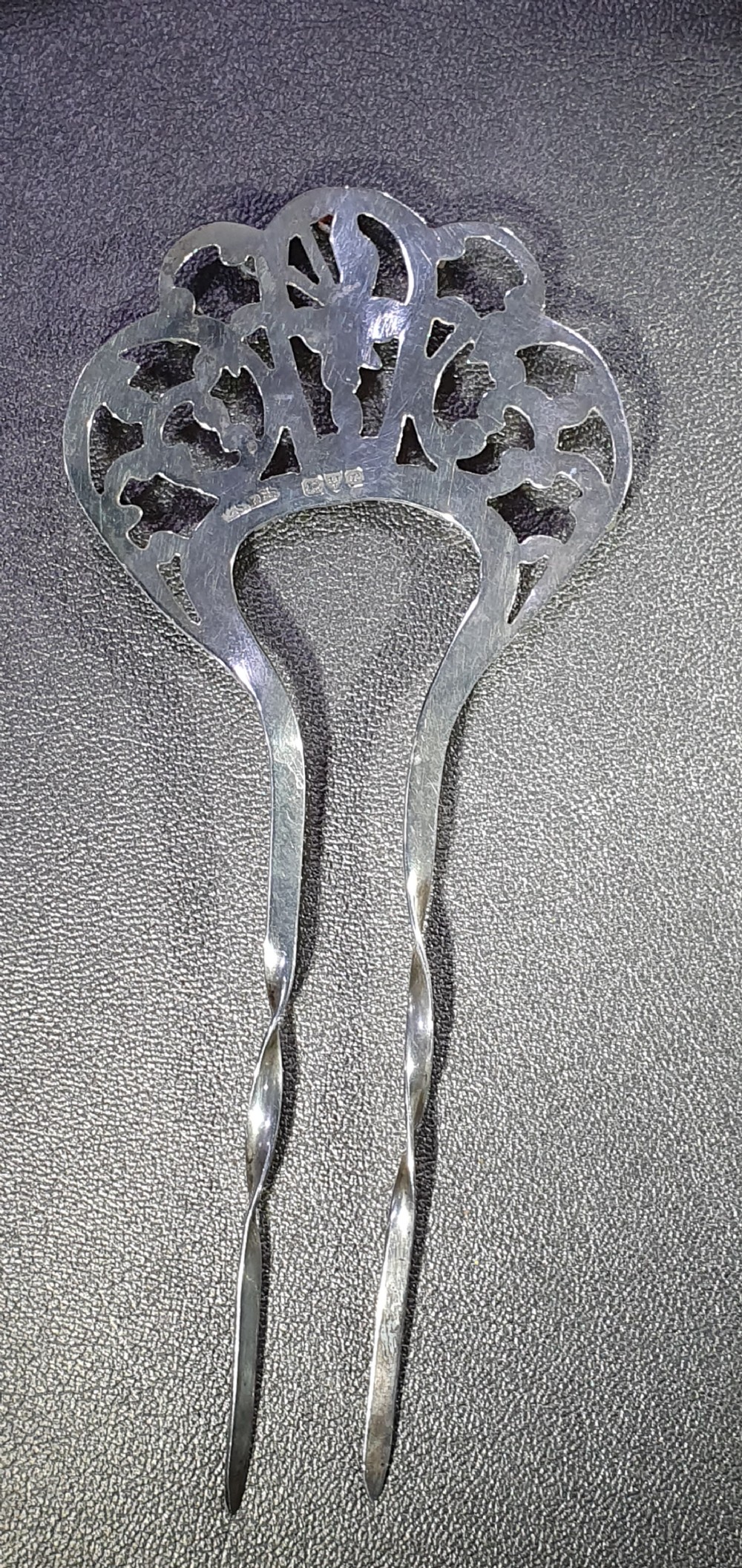 Unusual Edwardian Sterling Silver Hair Comb Chester 1905 View V