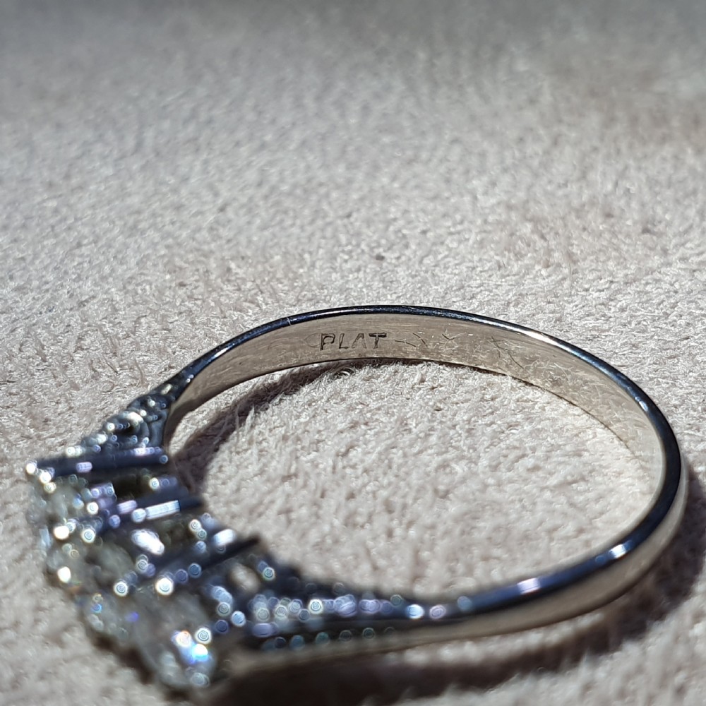 Edwardian 0.5ct VSI/E-F Diamond Trilogy Platinum Ring - size O View XI