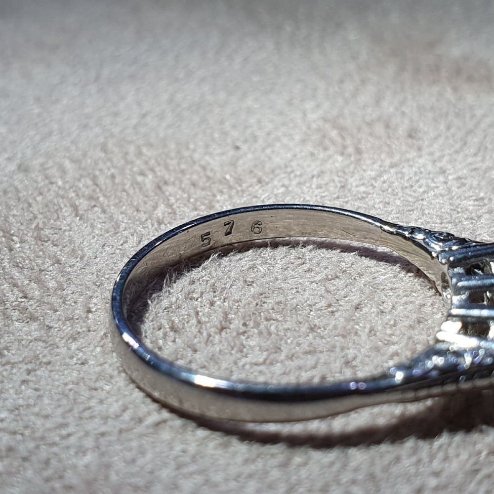 Edwardian 0.5ct VSI/E-F Diamond Trilogy Platinum Ring - size O View XII