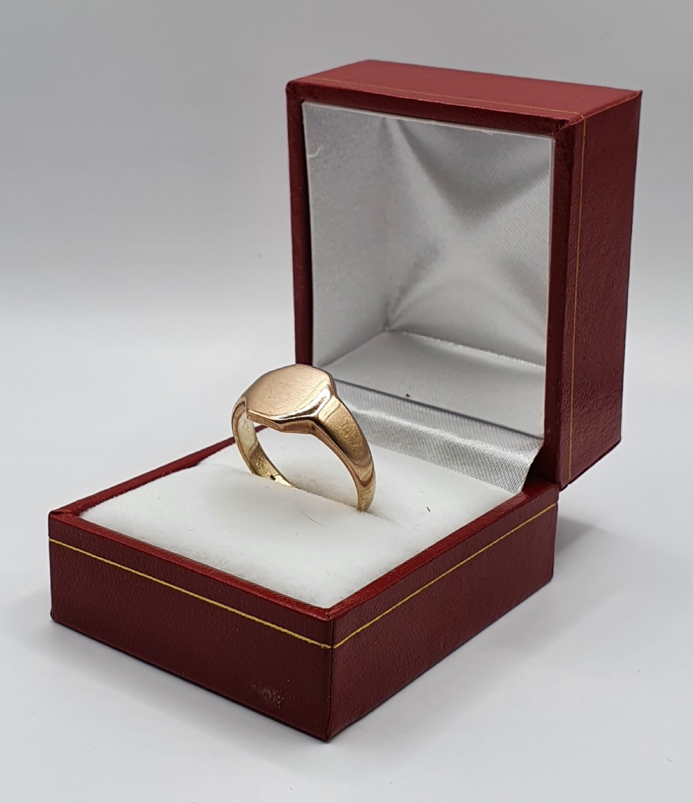 Art Deco 9ct Rose Gold Signet Ring - Size R