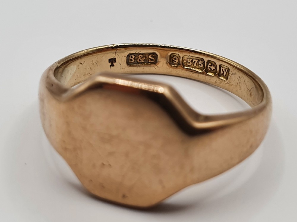 Art Deco 9ct Rose Gold Signet Ring - Size R View VII