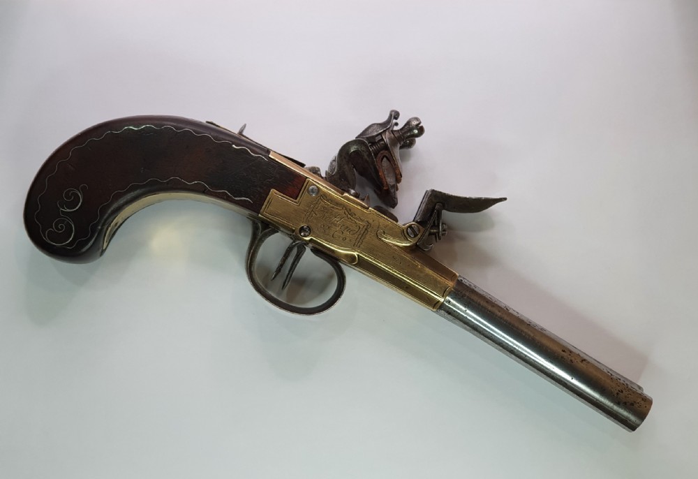 Rare Antique Double Barrelled Flintlock Travelling Pistol by Ketland & Co c1800 View III