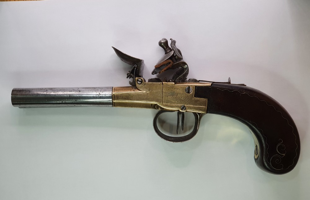 Rare Antique Double Barrelled Flintlock Travelling Pistol by Ketland & Co c1800 View IV