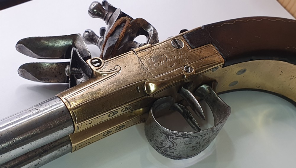 Rare Antique Double Barrelled Flintlock Travelling Pistol by Ketland & Co c1800 View VI