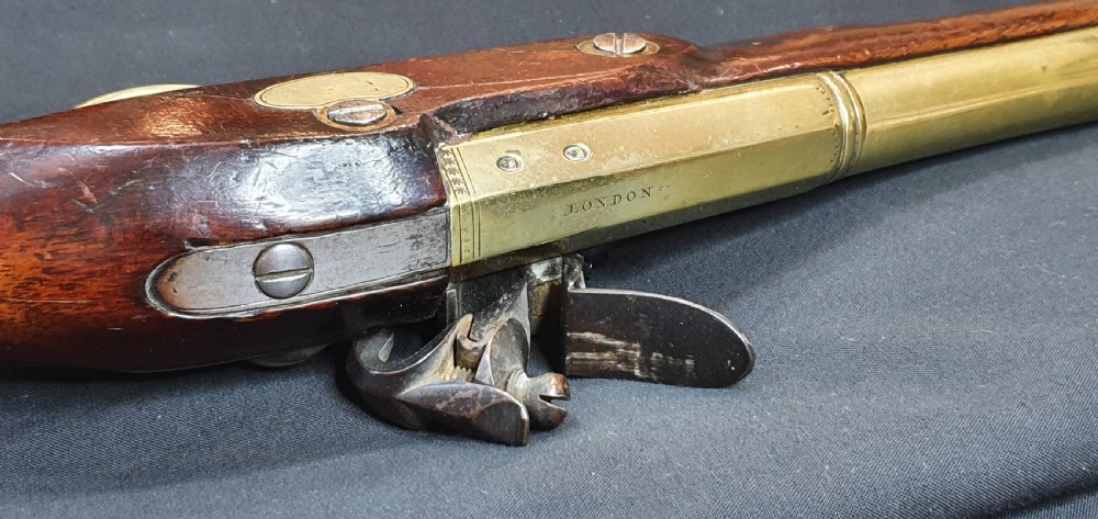 Antique 25 Bore Flint Lock Brass Barrelled Holster Pistol c1790 View V