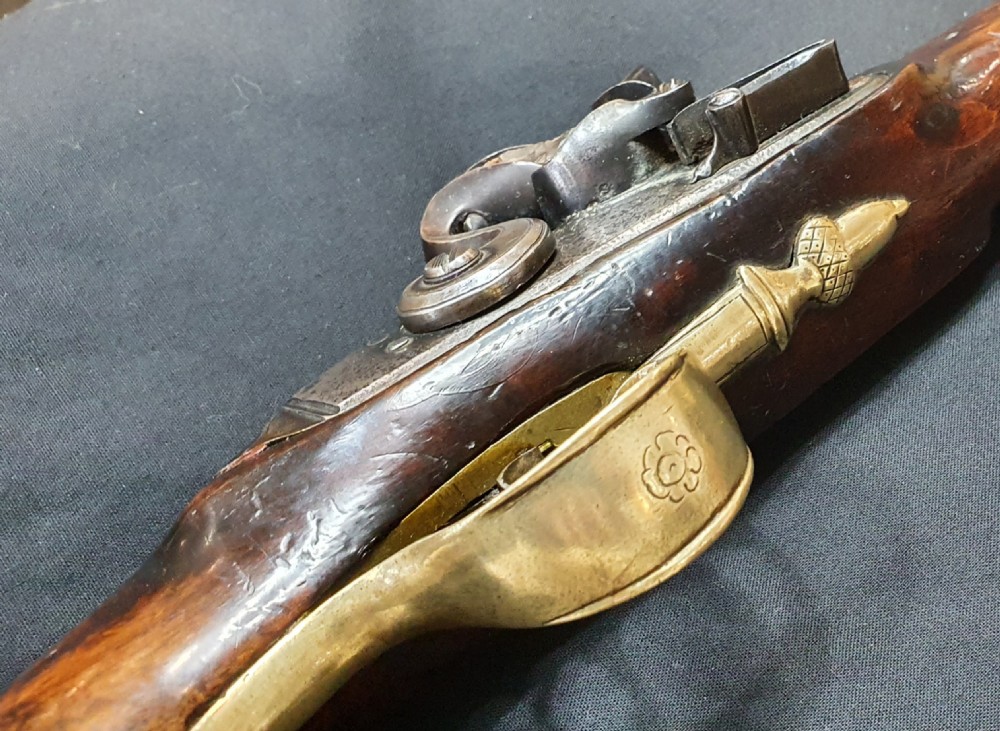 Antique 25 Bore Flint Lock Brass Barrelled Holster Pistol c1790 View VI