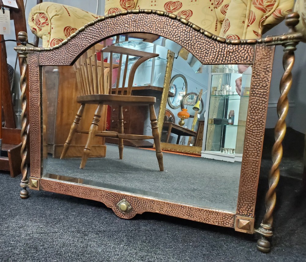 Arts & Crafts Copper & Brass Wall Mirror c1900