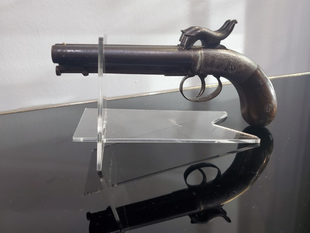 Double Barreled Percussion Boxlock Pocket Pistol 19th Century