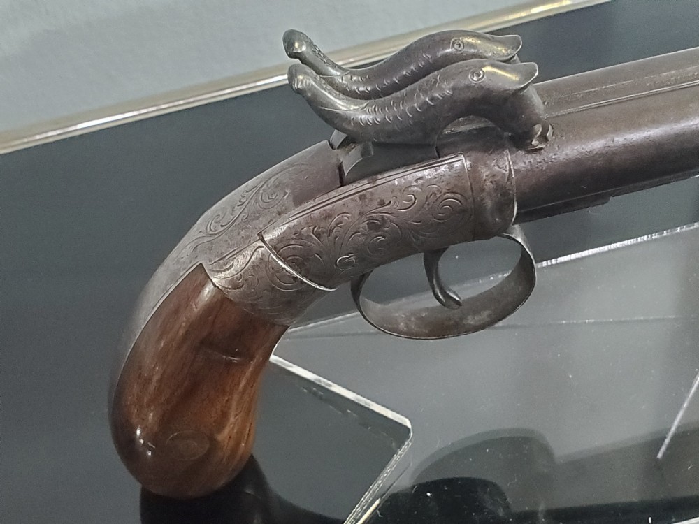 Double Barreled Percussion Boxlock Pocket Pistol 19th Century View V