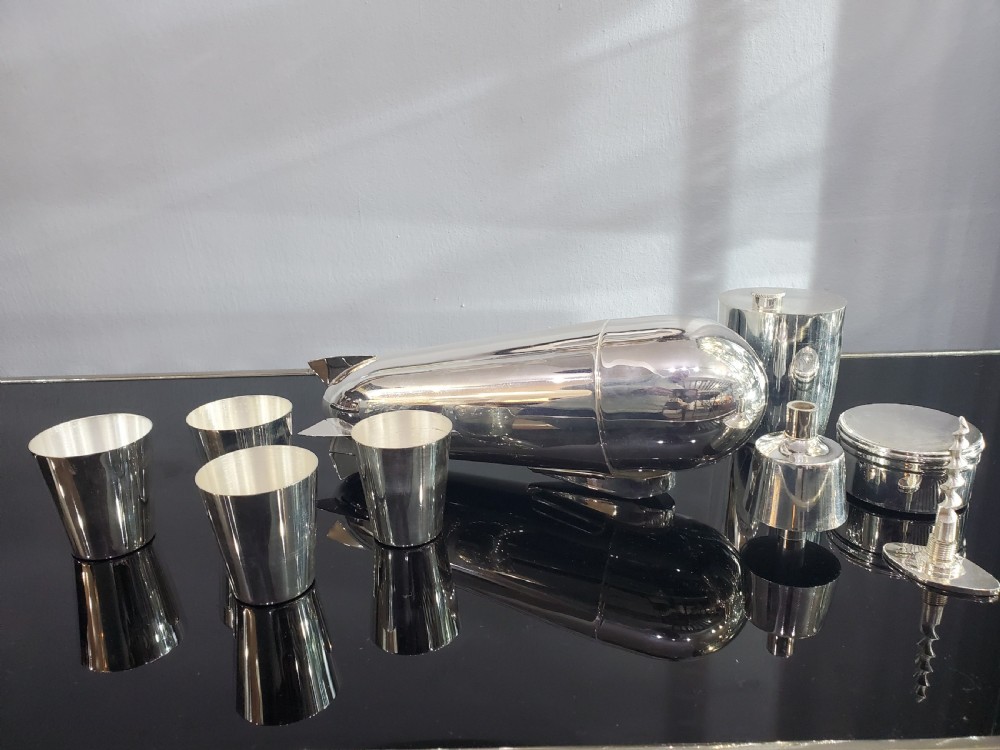 James Deakin & Son Silver Plated (EPNS) Zeppelin Airship Cocktail Shaker Set