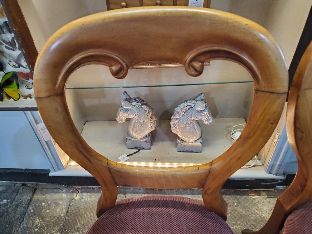 Set of 4 Victorian Walnut Balloon Back Dining Chairs c.1880 View IV