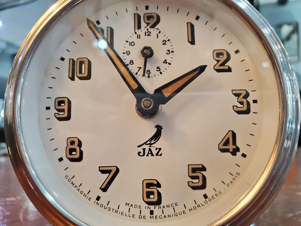 Art Deco Jaz French Chrome Travel Alarm Clock 1930-40 View III