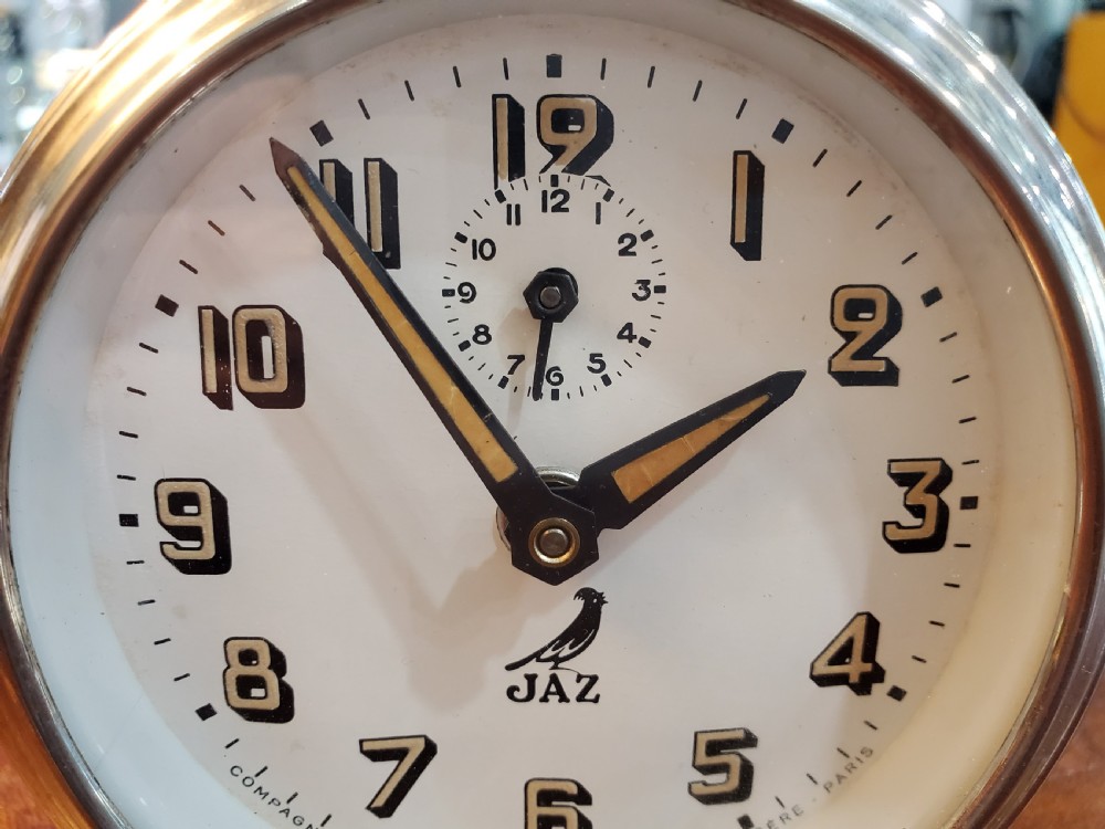 Art Deco Jaz French Chrome Travel Alarm Clock 1930-40 View II