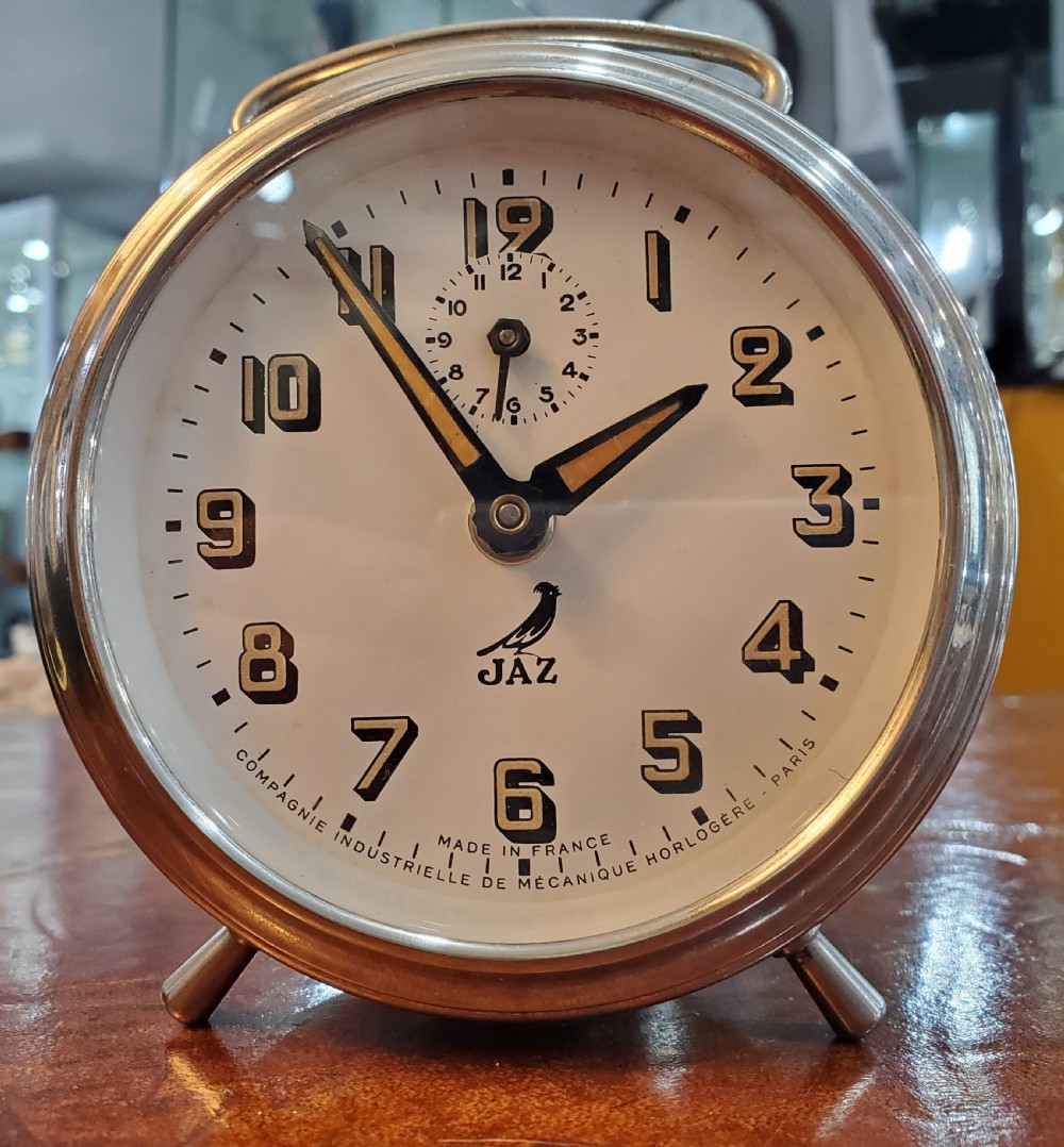 Art Deco Jaz French Chrome Travel Alarm Clock 1930-40 View VIII