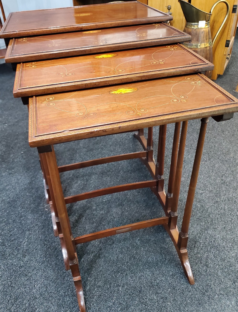 Edwardian Set of x4 Nesting Tables Awarded to Cadbury Family c1900 View VII