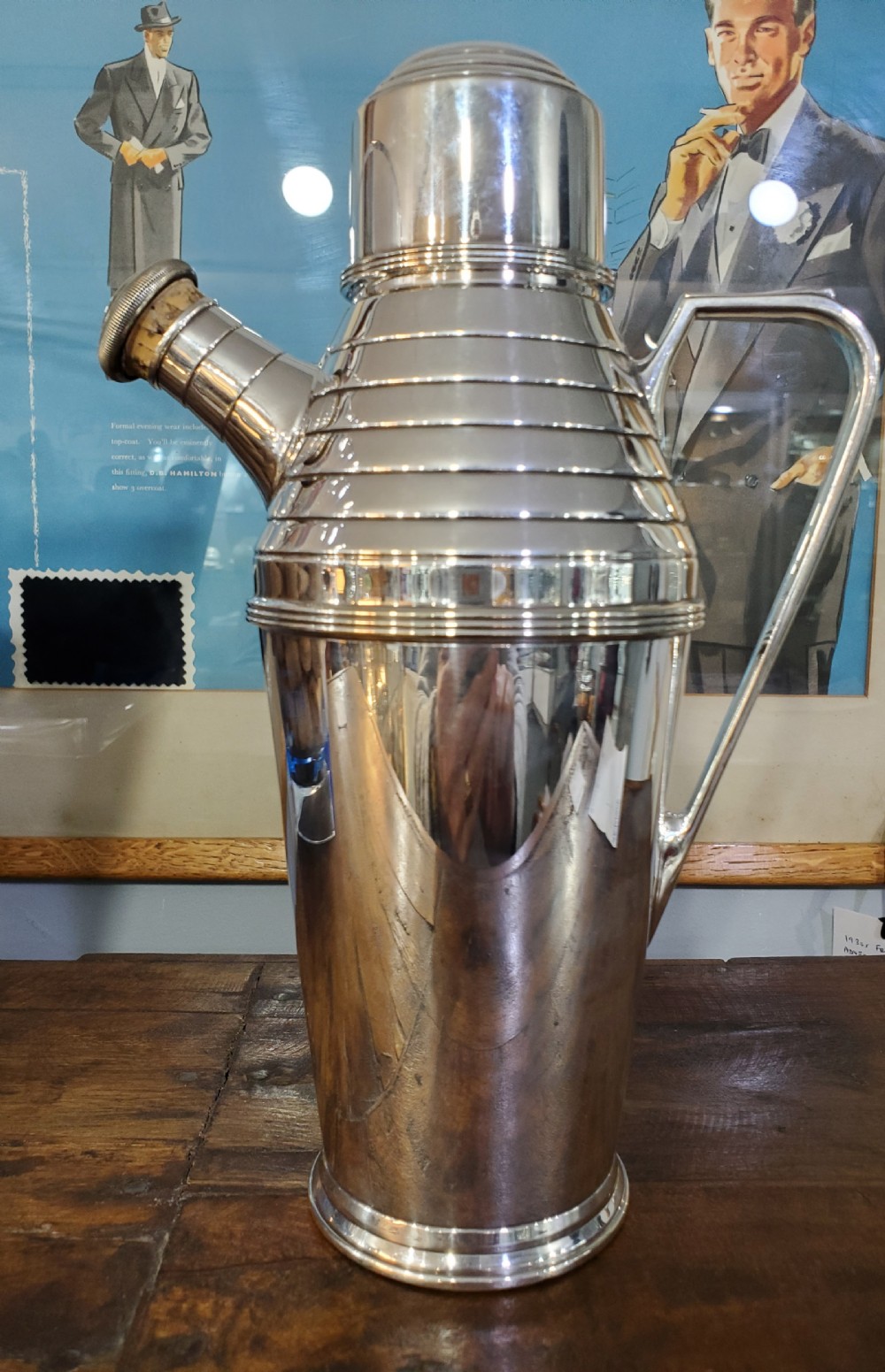 Harrods Art Deco Era Silver Plated Cocktail Shaker c1930s View V