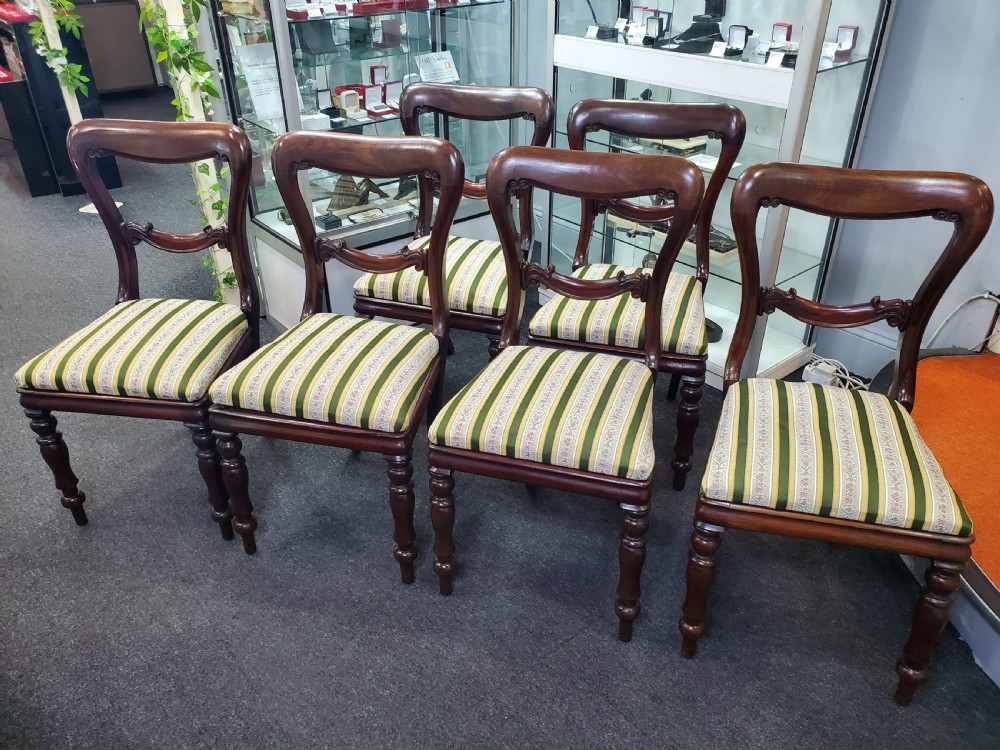 Six Victorian Balloon Back Regency Style Mahogany Dining Chairs c1880