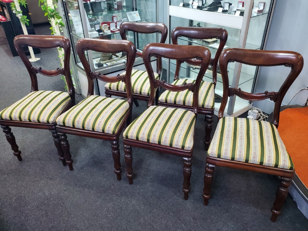 Six Victorian Balloon Back Regency Style Mahogany Dining Chairs c1880 View II