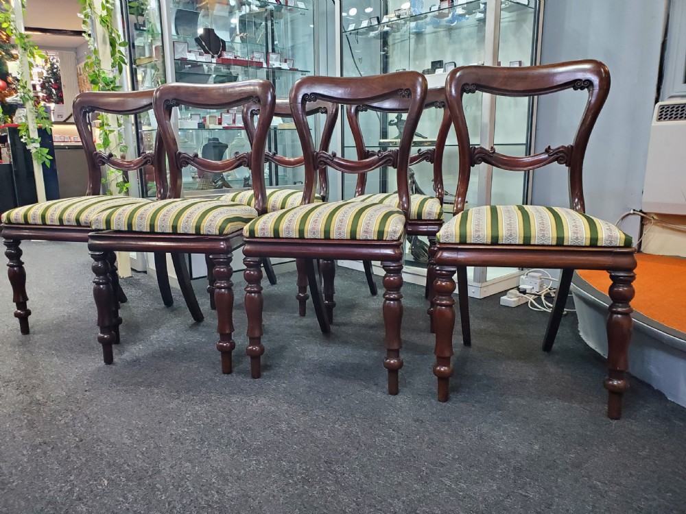Six Victorian Balloon Back Regency Style Mahogany Dining Chairs c1880 View VII
