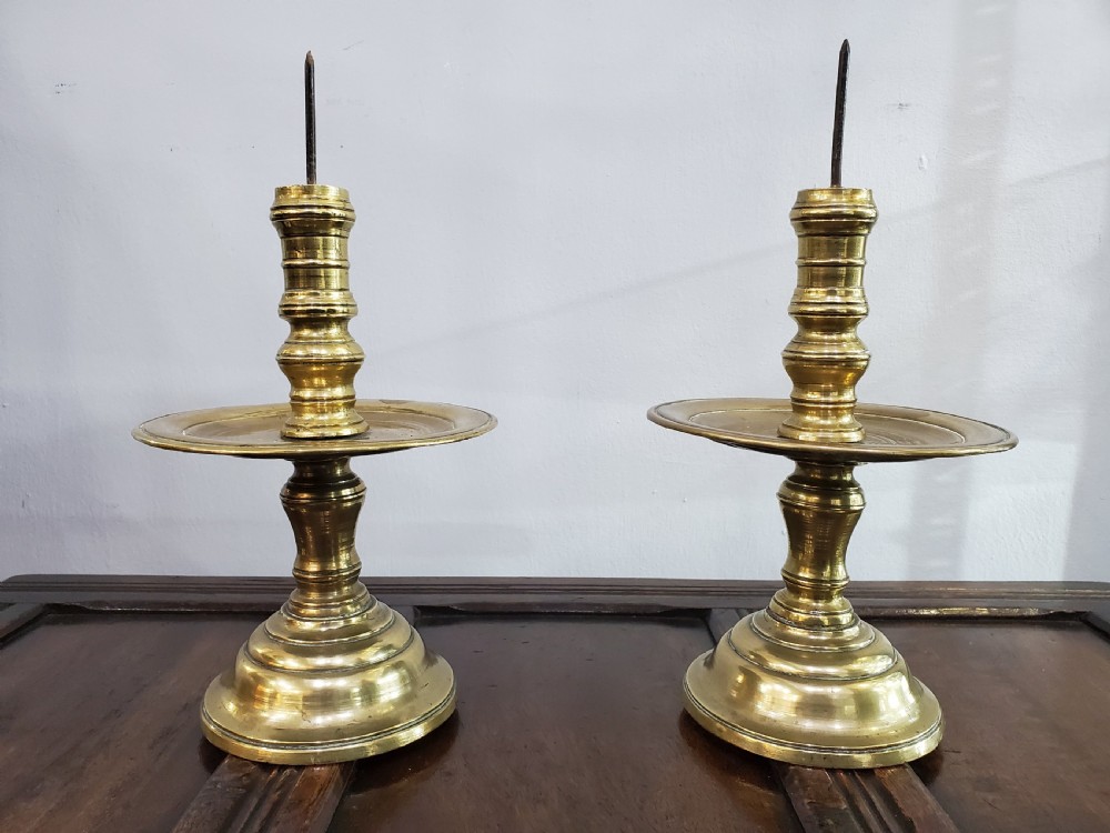Pricket Candlesticks Dutch Colonial Pair 17th Century