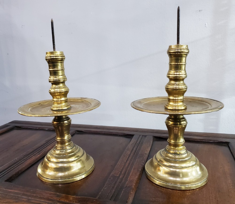 Pricket Candlesticks Dutch Colonial Pair 17th Century View VII