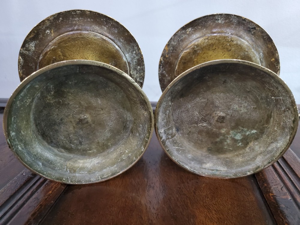 Pricket Candlesticks Dutch Colonial Pair 17th Century View VIII