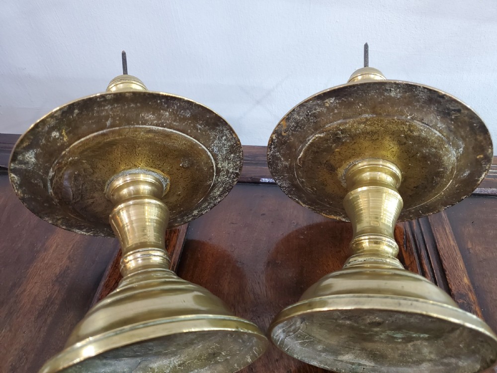 Pricket Candlesticks Dutch Colonial Pair 17th Century View X
