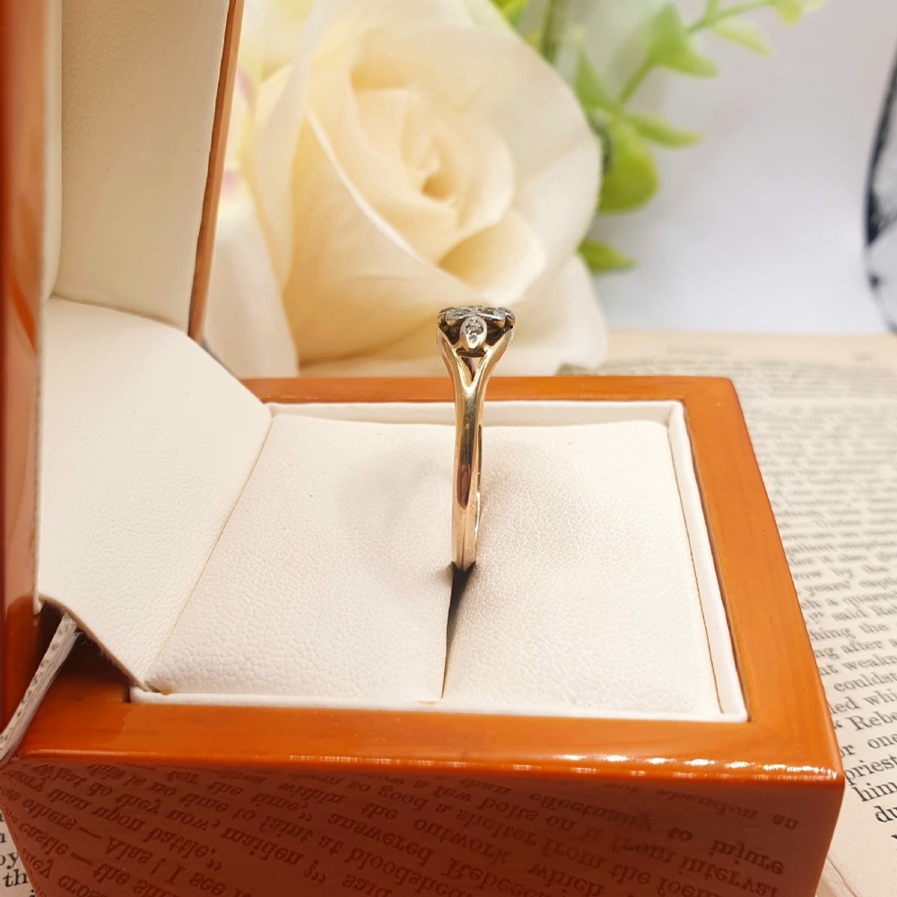 Art Deco Diamond Daisy Platinum & 18ct Gold Ring c1920s - Size O View II