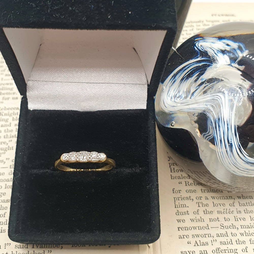 Art Deco Period Diamond & 18ct Gold & Platinum Ring - size L View II
