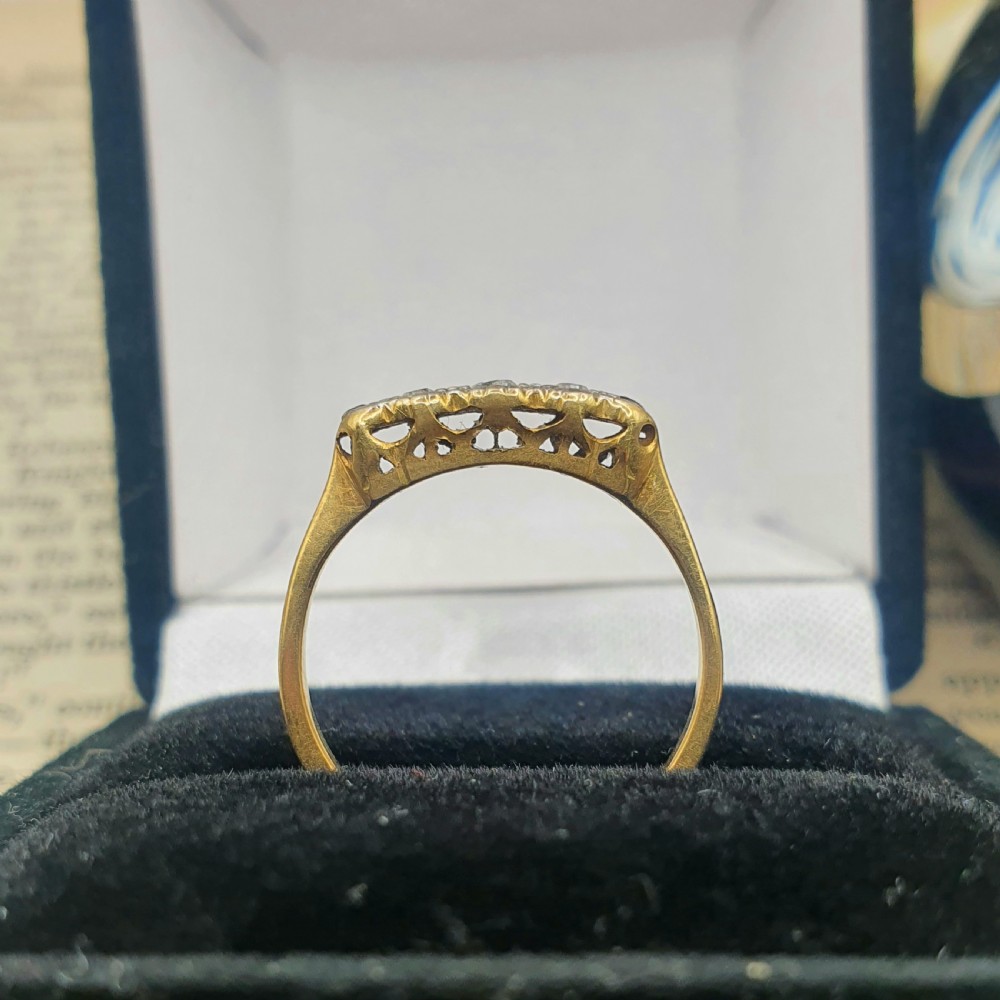 Art Deco Period Diamond & 18ct Gold & Platinum Ring - size L View III