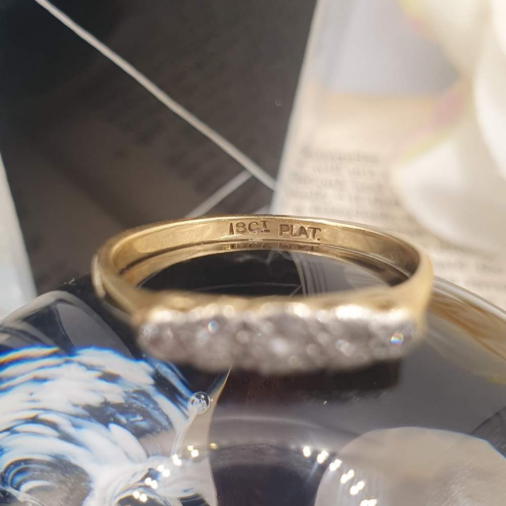 Art Deco Period Diamond & 18ct Gold & Platinum Ring - size L View V