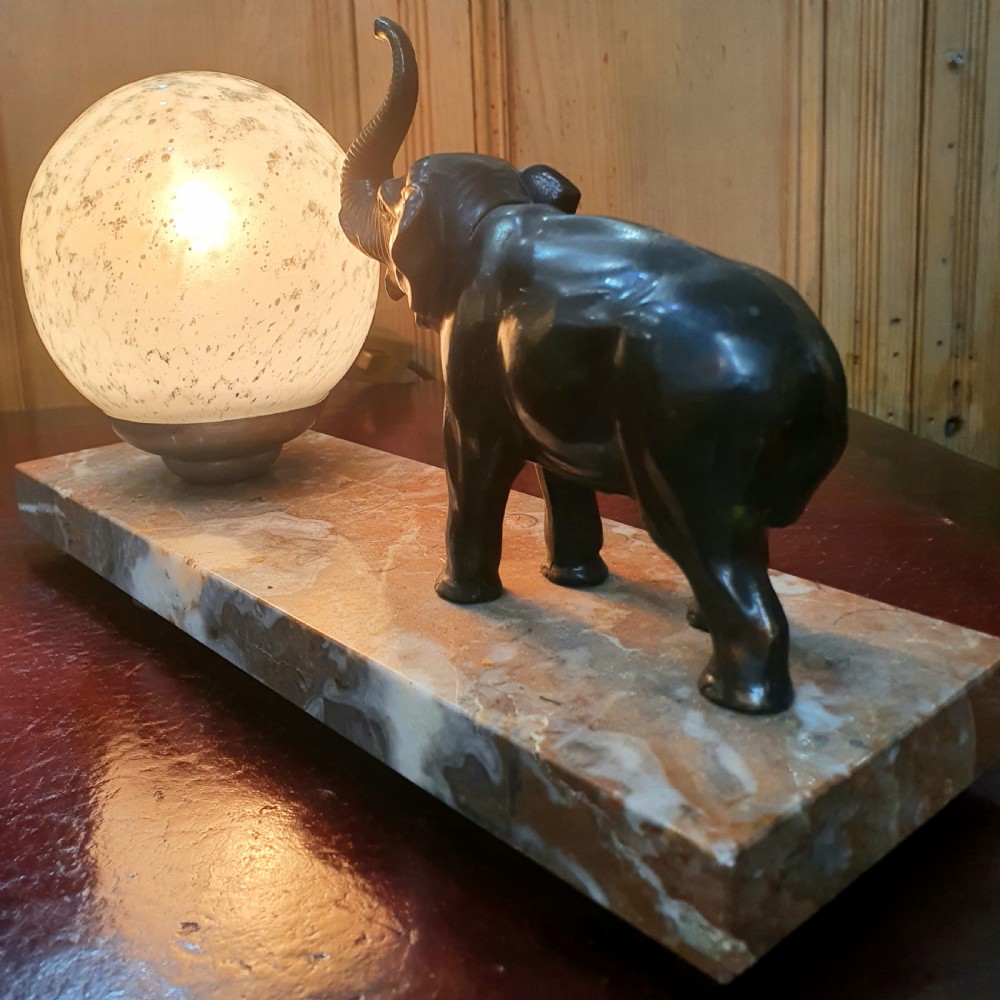 French Art Deco Elephant Mood Lamp c1920-30s View IV