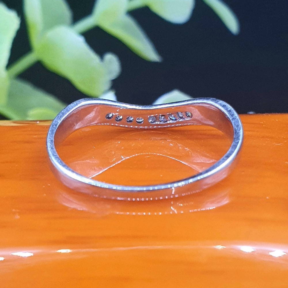 18ct White Gold & Diamond Wishbone Ring - Size R View V