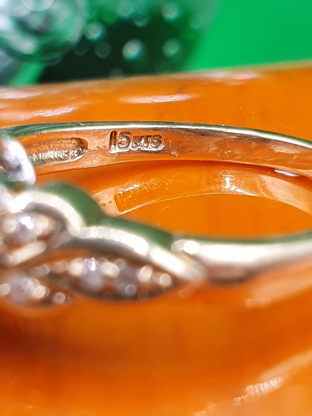 Emerald & Diamond Cluster Ring on 9ct Gold - size L View VIII