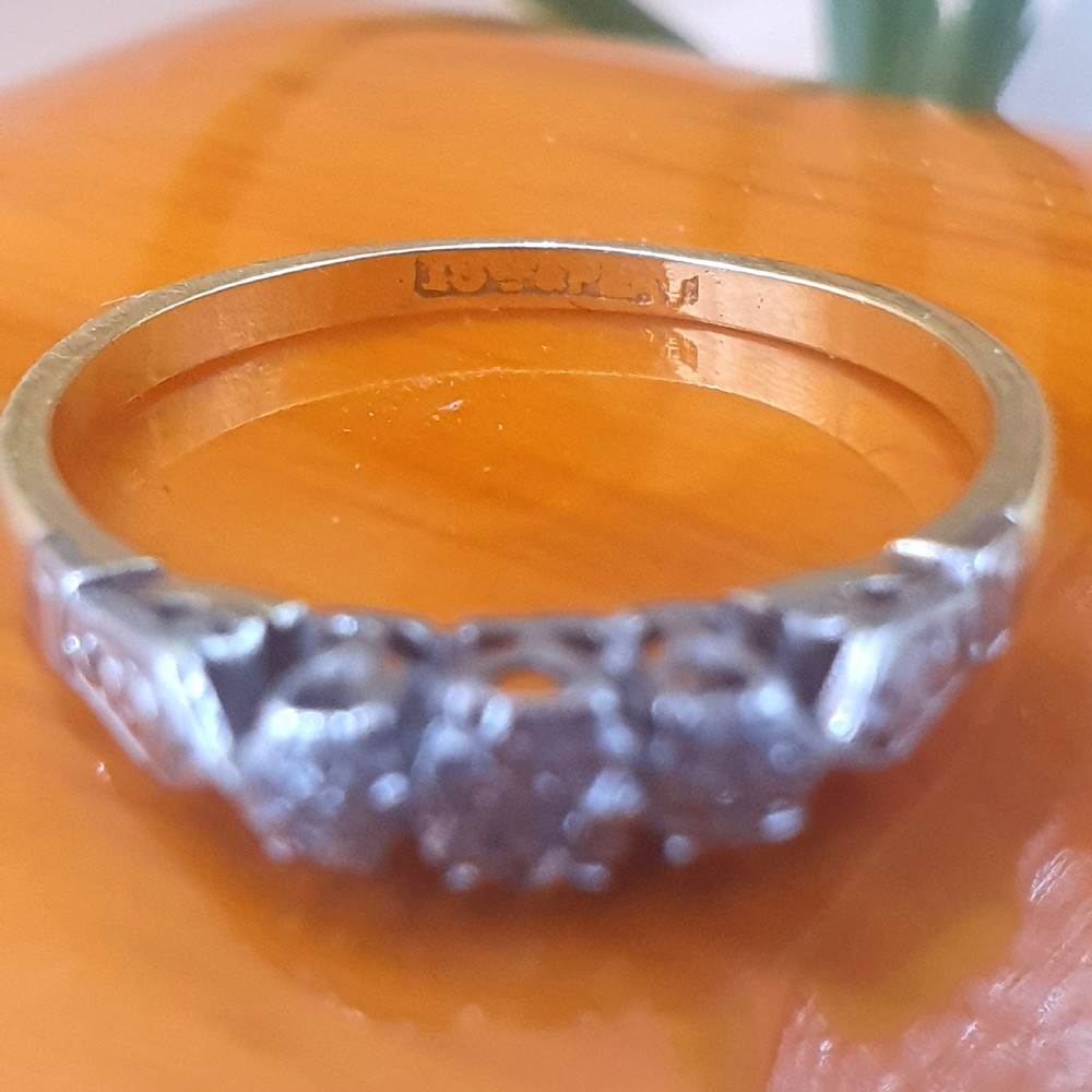 Art Deco Diamond & Platinum Shoulder Trilogy Ring - size O View VII