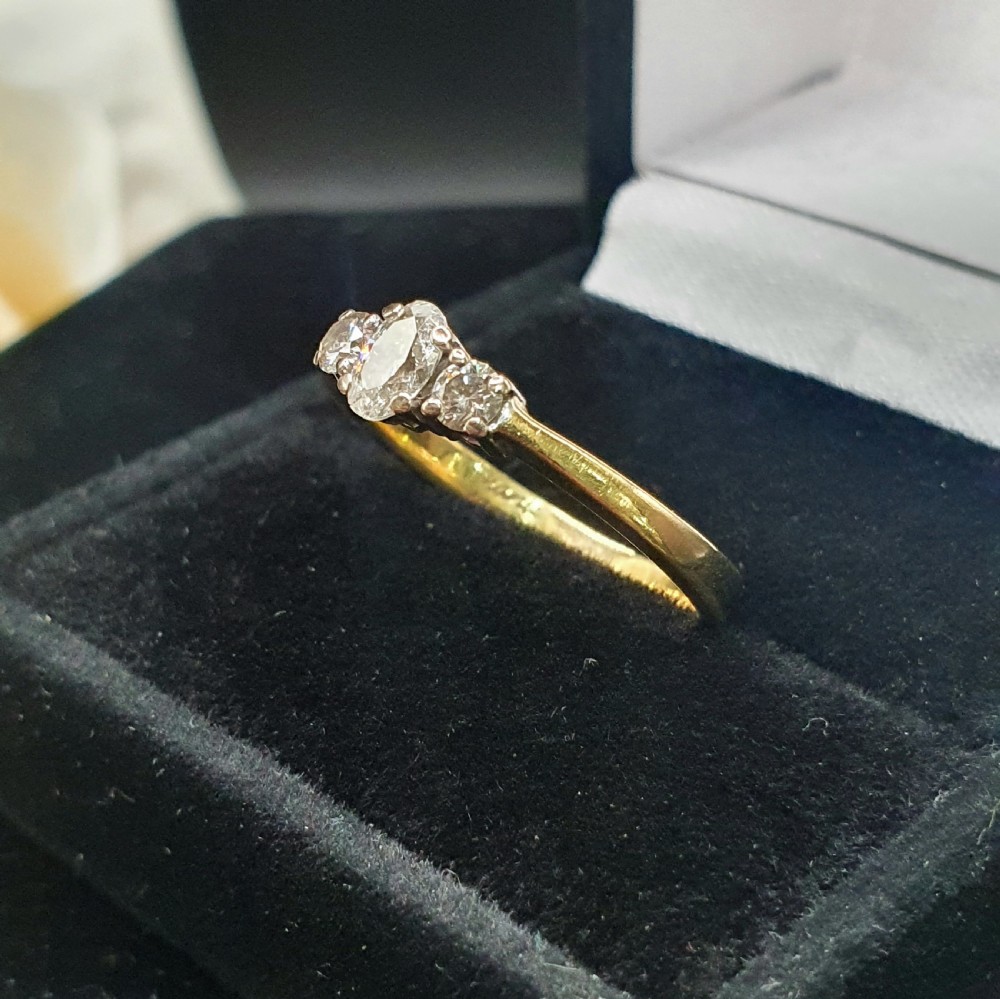 Vintage Diamond Trilogy on 18ct Gold Band - size N View III
