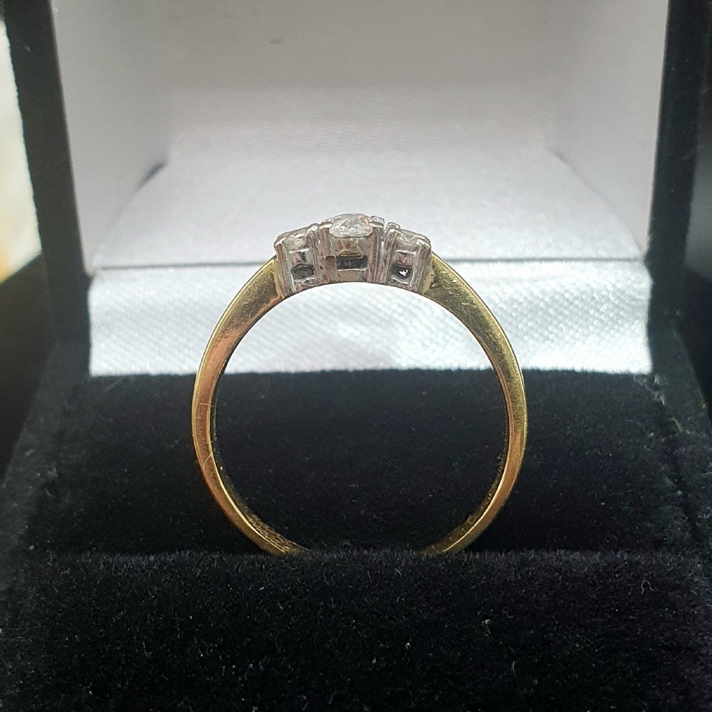 Vintage Diamond Trilogy on 18ct Gold Band - size N View IV