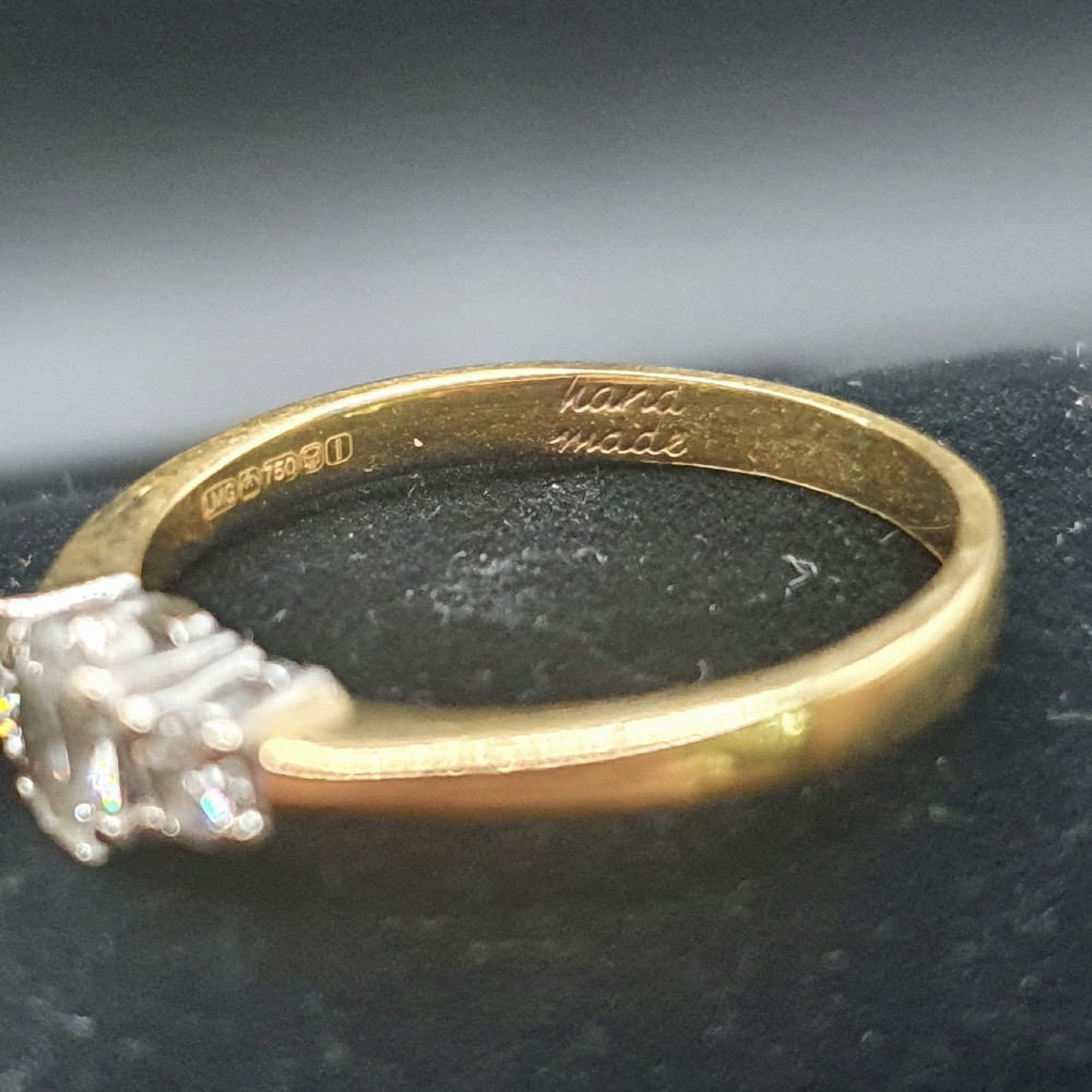 Vintage Diamond Trilogy on 18ct Gold Band - size N View VIII