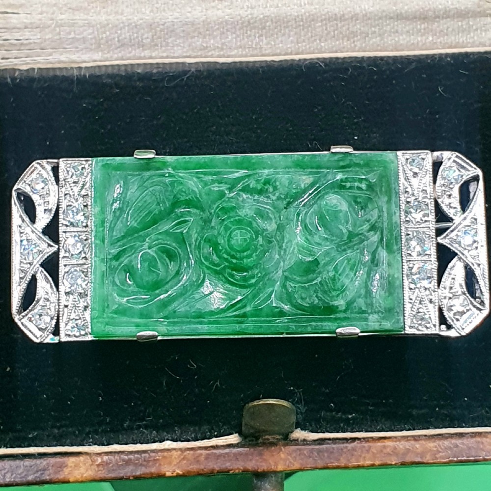 Art Deco Jade & Diamond Abstract Brooch, c1930 £2500