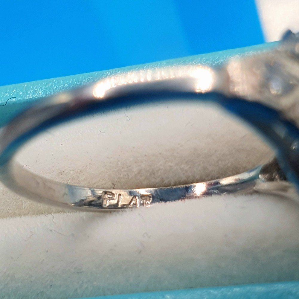 Art Deco Aquamarine & Diamond on Platinum Ring - size O View IV