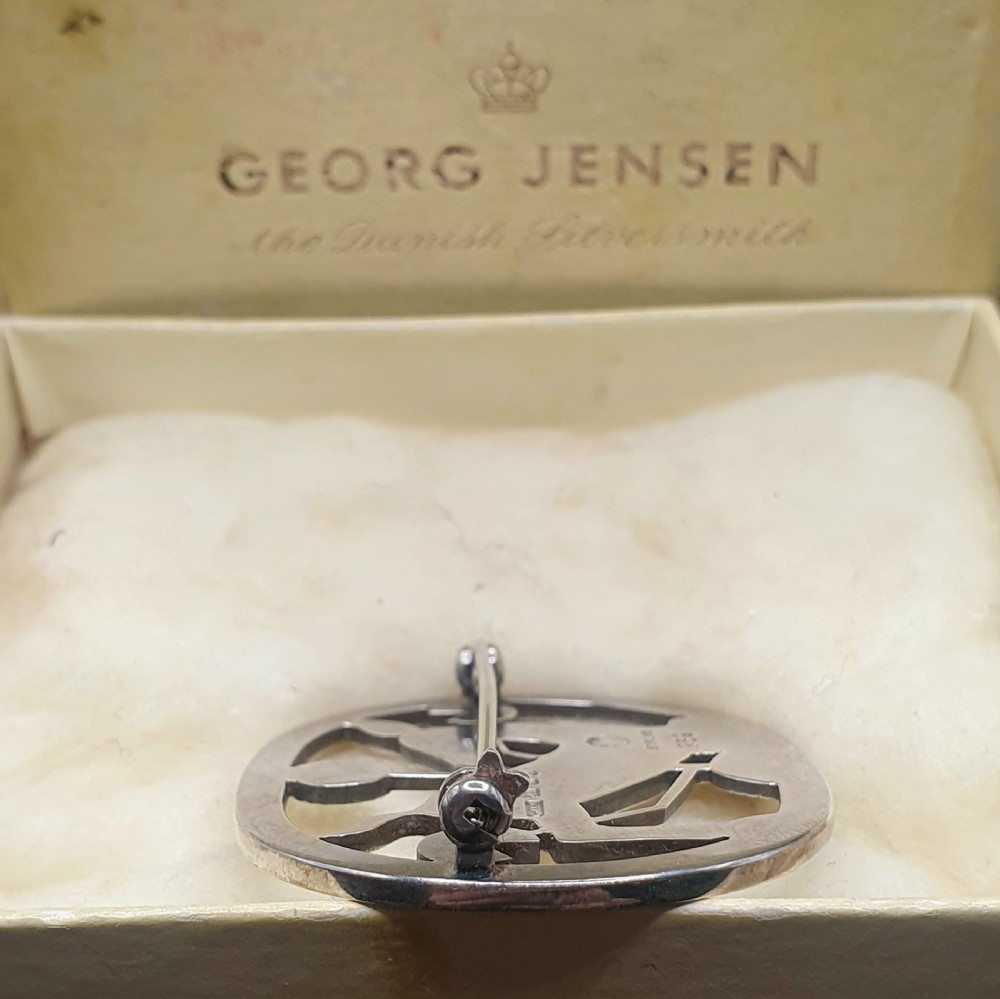 Georg Jensen Sterling Silver Deer Brooch c1950 View V