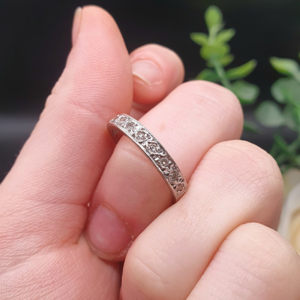 Diamond & 18ct White Gold Stack / Eternity Ring - size N View VI