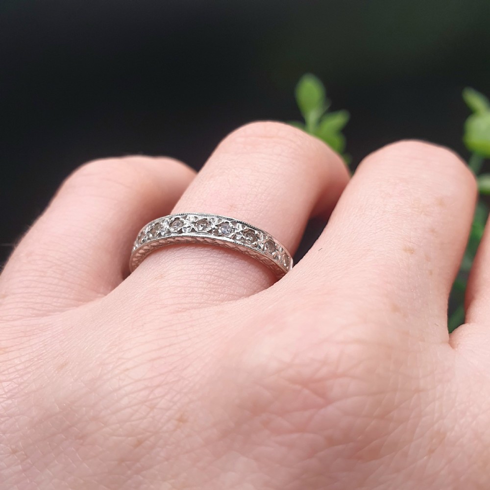 Diamond & 18ct White Gold Stack / Eternity Ring - size N View XI