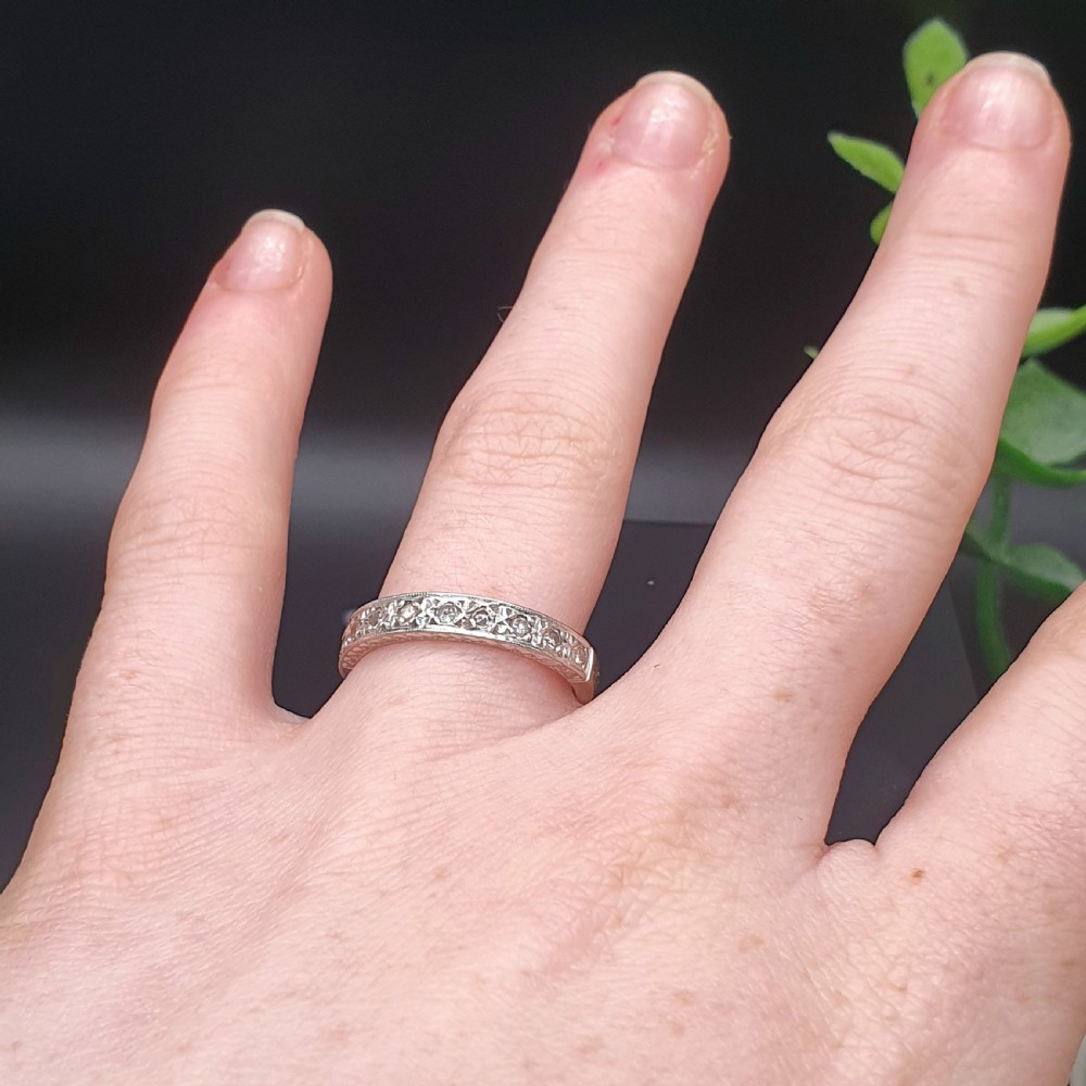 Diamond & 18ct White Gold Stack / Eternity Ring - size N View XII
